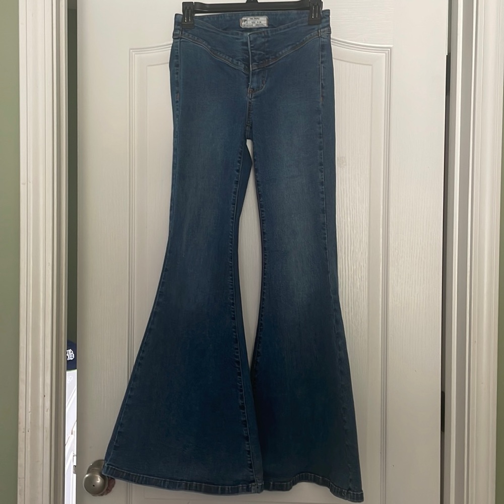 Super awesome stretch denim bell bottoms super wide leg